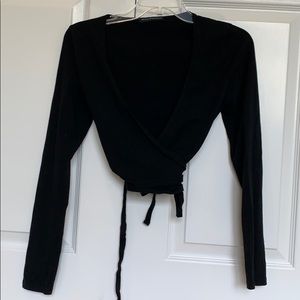 Brandy Melville black long sleeve tie top